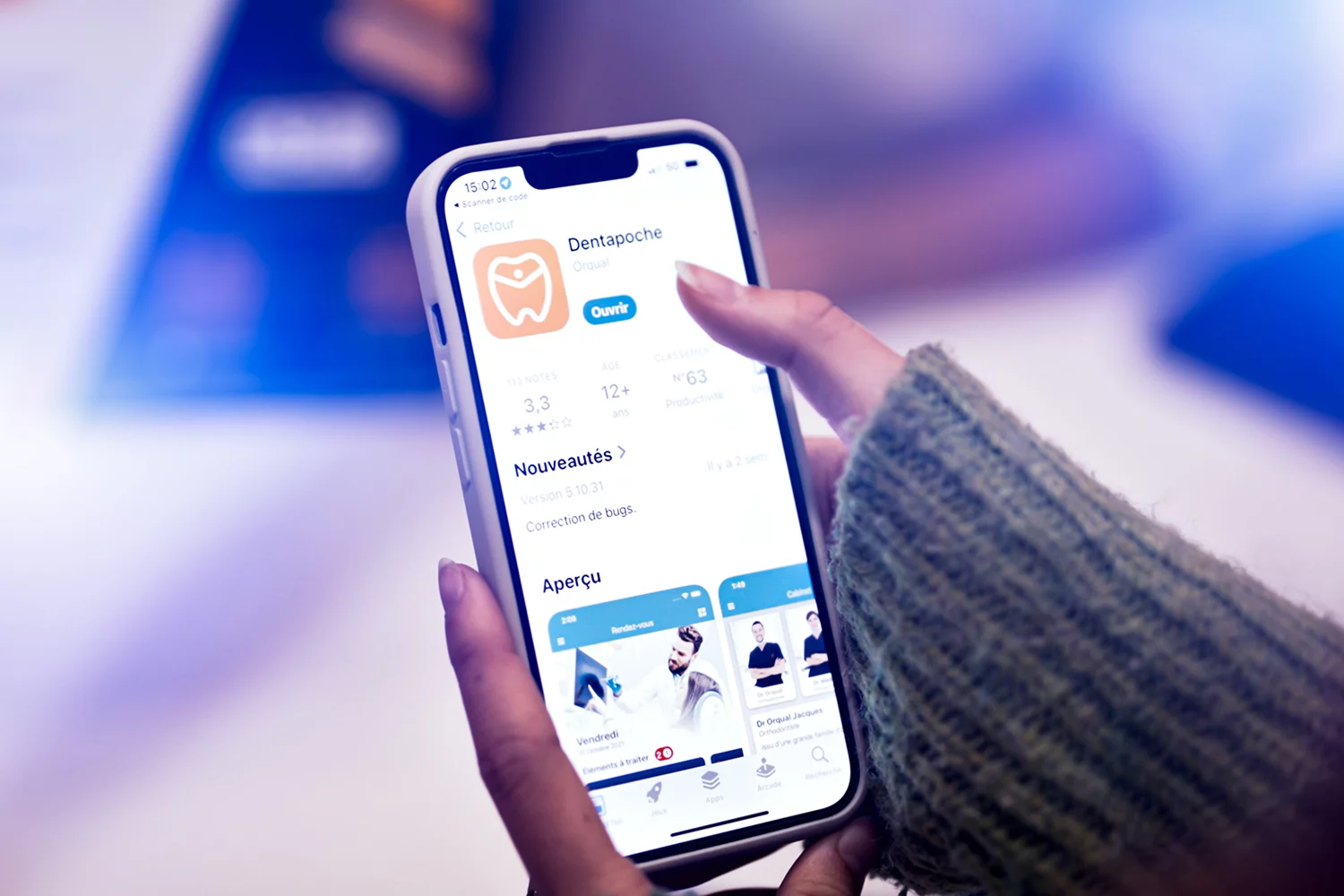 L’application Dentapoche consultée sur un smartphone